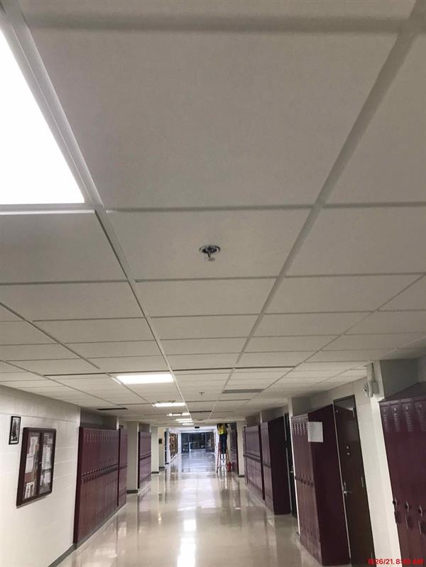 New ceiling tile and LED lights in hallways